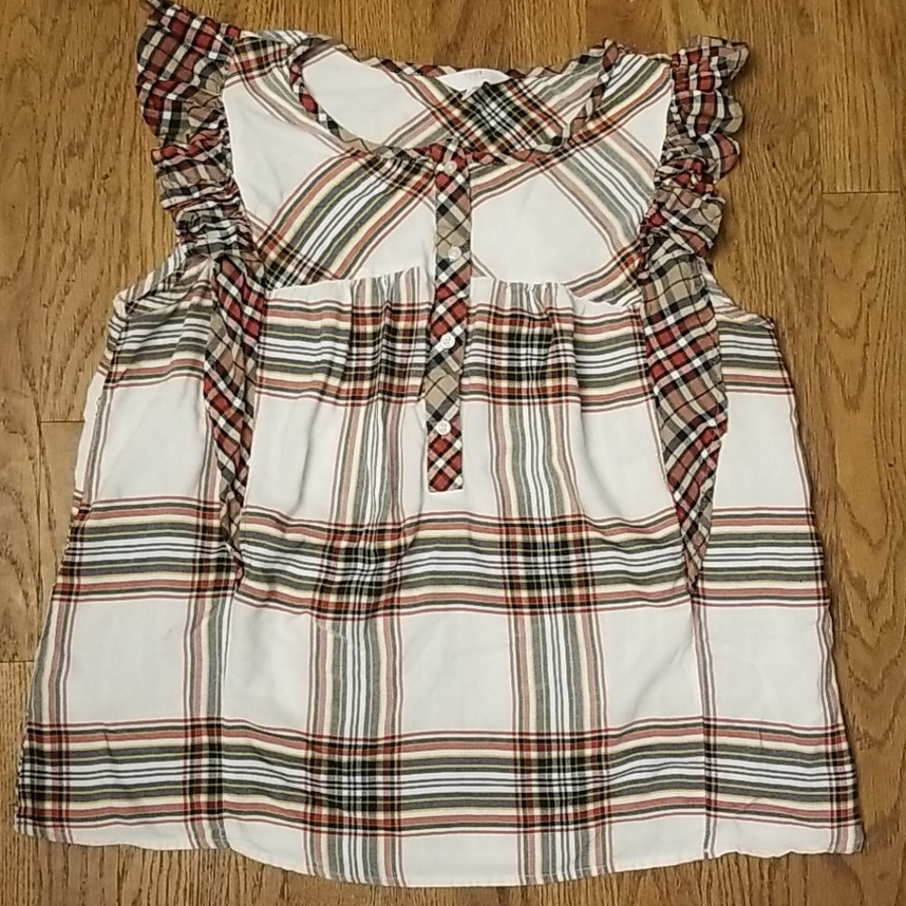 Ruffle Plaid Top